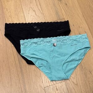 La Vie En Rose Girls Lace-Trim Bikini Panties - Black & Turquoise